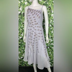 ASOS DESIGN 🩵 Wedding Guest Embellished Beaded Pearl Chiffon Midi in Lilac Gray